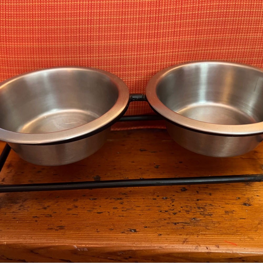 Pet Bowl Set - Food Water Bowls for Cats, Small Dogs and Puppies with Stand